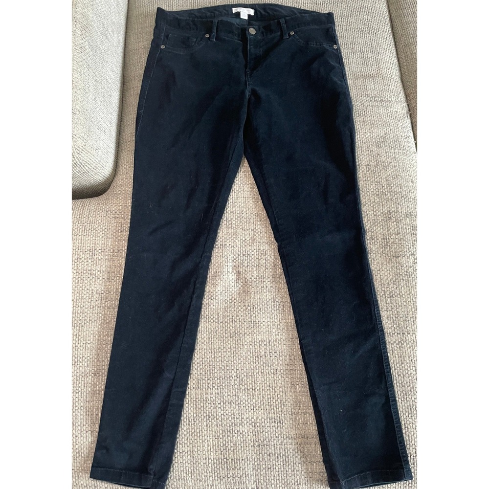 New York & Company Midnight Blue Corduroy Pants Womens 8 Stretch Straight Leg